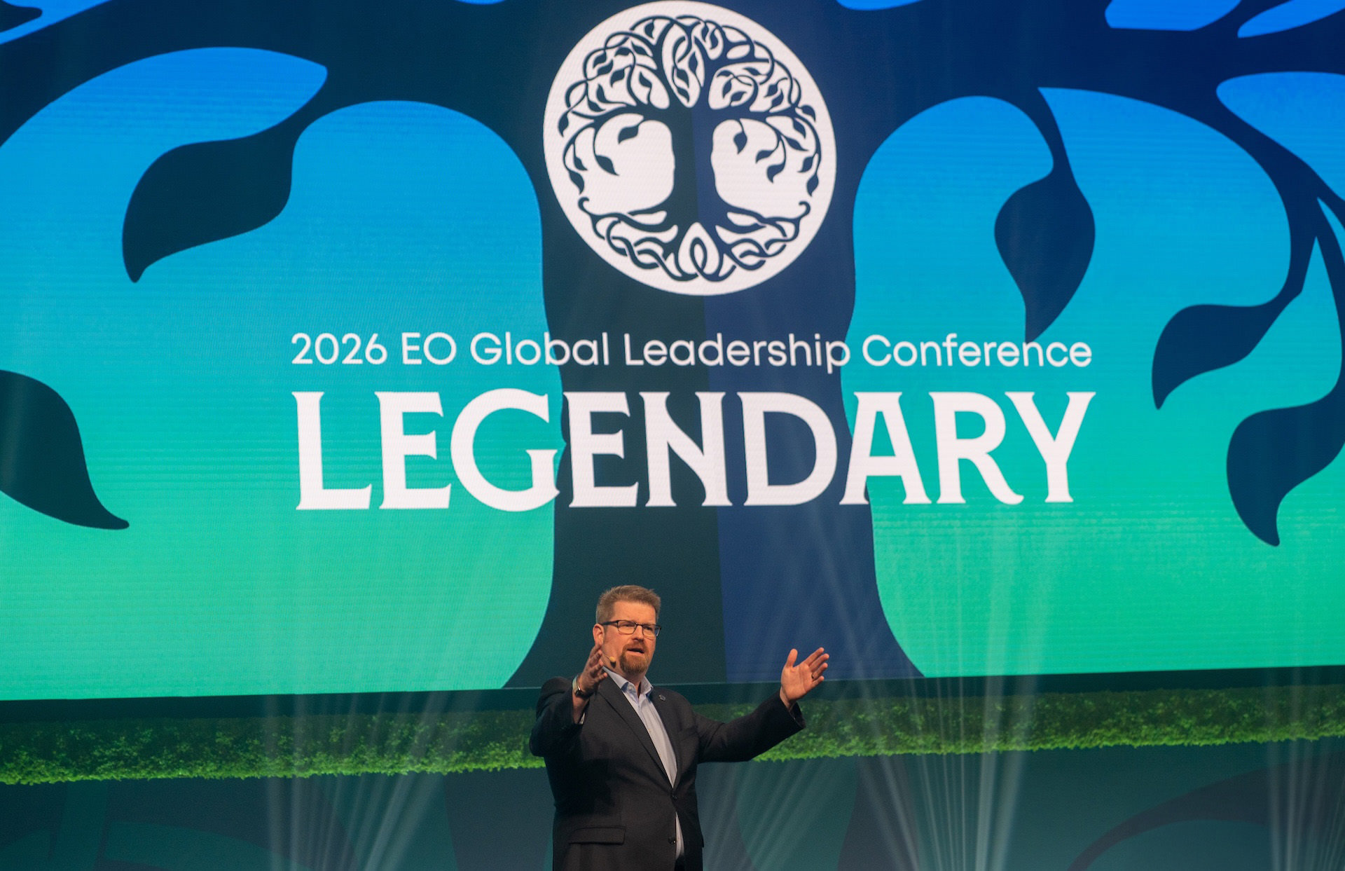 Stephen Shortt on the EO Global Leadership Conference stage
